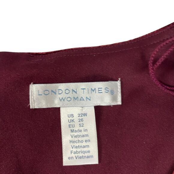 London Times Dress Womens 22W Red Velvet Party Work Office Date Elegant Stretch - Picture 8 of 11
